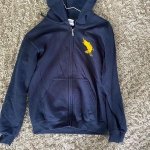 Small navy blue graphic zip up